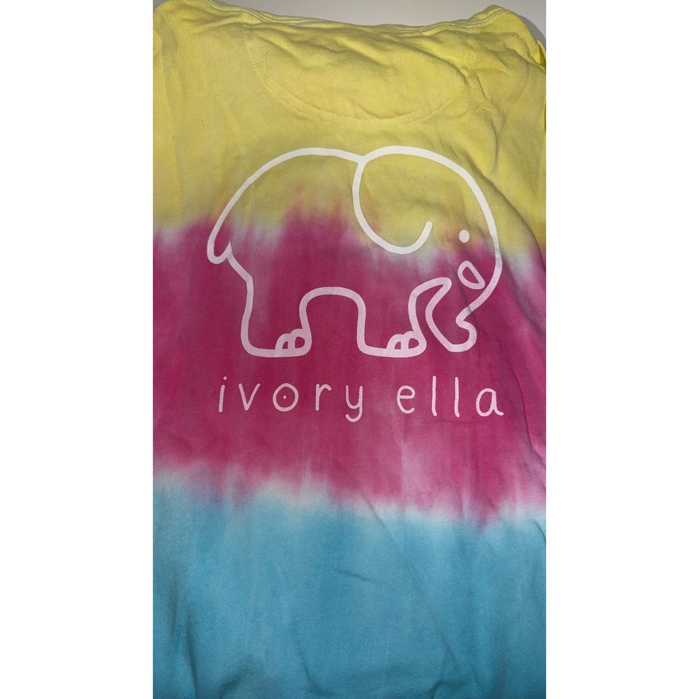 Ivory Ella Glowing Ombre Tie Dye Hoodie Yellow Pink Blue Elephant Small NWT